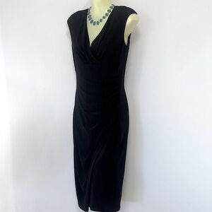 Ralph Lauren Ruched Black Midi Dress NWT Sz 4